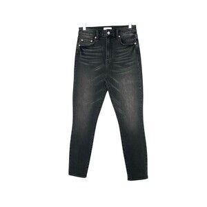 NWOT Pistola Jeans Women Sz 26 Black Charcoal Wash High‎ Rise Strech Distressed
